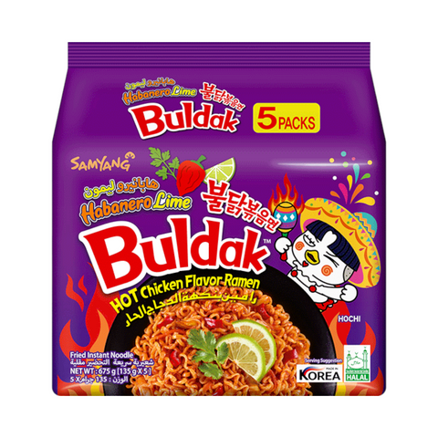 Samyang Habanero Lime Buldak Hot Chicken Flavor Ramen Noodle - Pack of 5