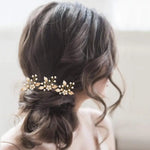 Set Of 3 Handmade Imitation Pearl And Crystal Golden Hair Clips