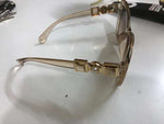 Shein 1pair Faux Pearl Embellished Acrylic Cat Eye Fashion Glasses - Champagne