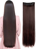 Shein 38-40 Inch Straight Black Clip-In Hair Extensions Dark Brown