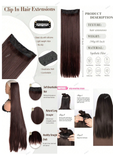 Shein 38-40 Inch Straight Black Clip-In Hair Extensions Dark Brown