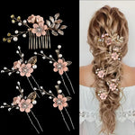 5pcs Vintage Pearl & Rhinestone Flower Hairpin Set