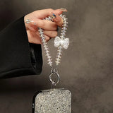 Shein Rhinestone Bow Hand Chain Wrist chain for mobile or air pod