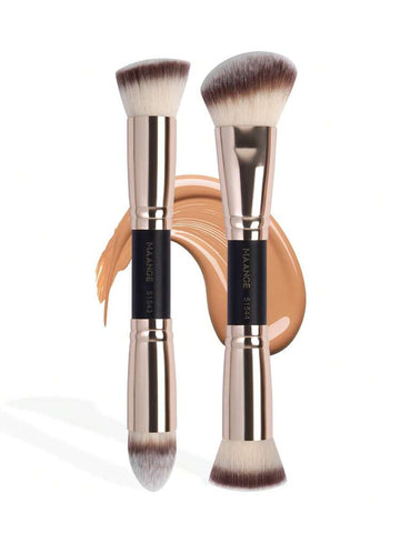 Shein MAANGE 2pcs Twin Head Black Makeup Brush Set