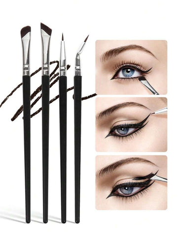 Shein MAANGE 4pcs Professional Eye Makeup Brush Set - Black