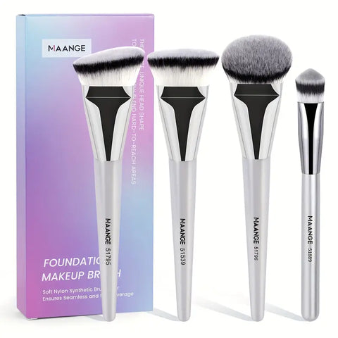 Shein MAANGE 4pcs Silvery Makeup Brush Set