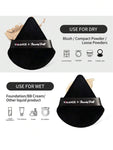 Shein MAANGE Face 3pcs Brush + 2pcs Triangle Powder Puff Set - Black