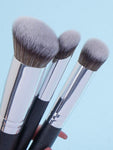 Shein MAANGE Face 3pcs Brush + 2pcs Triangle Powder Puff Set - Black