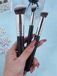 Shein MAANGE Face 3pcs Brush + 2pcs Triangle Powder Puff Set - Black