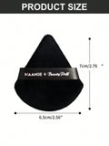 Shein MAANGE Face 3pcs Brush + 2pcs Triangle Powder Puff Set - Black