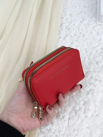 Shein  Double Zipper, Versatile Wallet - Red