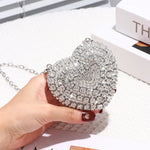 Crystal Rhinestone Heart Clutch Bag