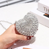 Crystal Rhinestone Heart Clutch Bag