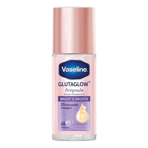 Vaseline Glutaglow Ampoule 3% Niacinamide + Omega6 Serum Roll-On Deodorant Bright & Smooth 45ml