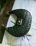 SHEIN Letter Embossed Hobo Bag Fashionable Argyle Quilted Twist Lock PU