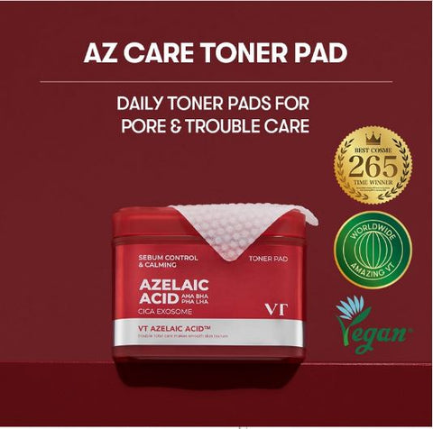 VT Cosmetics AZ Care Toner 60 Pads (x24) (Bulk Box)