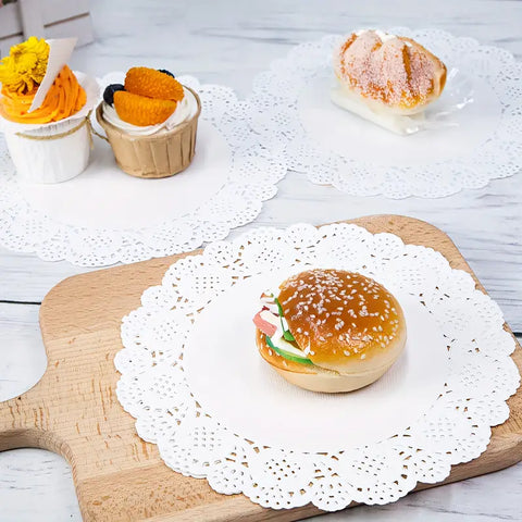36 Pack White Paper Party Doilies - Round Lace Design For Weddings, Catering, Dessert Displays