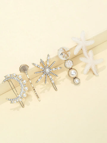SHEIN 5pcs Rhinestone Decor Hair Clip / HAIR PINS SET