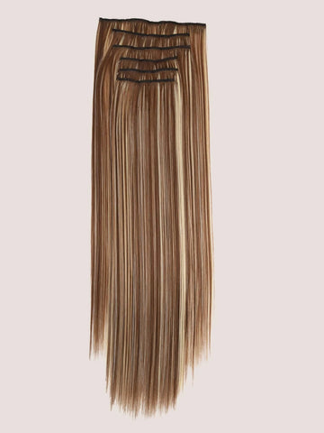 SHEIN 6pcs Clip Long Straight Synthetic - HAIR EXTENSIONS - Heat Tolerance: 100 Degrees
