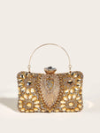 SHEIN Mini Rhinestone Decor Chain Golden Fancy Bag