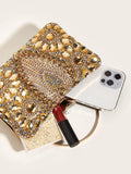 SHEIN Mini Rhinestone Decor Chain Golden Fancy Bag