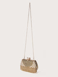 SHEIN Rhinestone decor Golden Fancy Bag