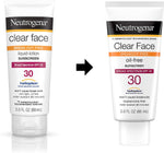 Neutrogena Clear Face Liquid Sunscreen for Acne-Prone Skin, Broad Spectrum SPF 30 - 88 ml