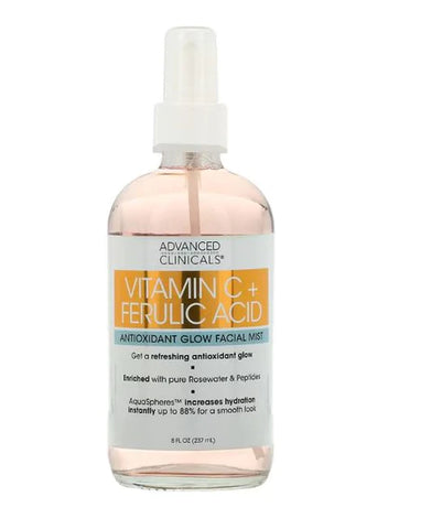 ADVANCED CLINICALS, VITAMIN C + FERULIC ACID, ANTIOXIDANT GLOW FACIAL MIST, 8 FL OZ (237 ML)