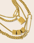 SHEIN Lock & Safety Pin Decor Layered Necklace 1pc