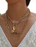 SHEIN Lock & Safety Pin Decor Layered Necklace 1pc