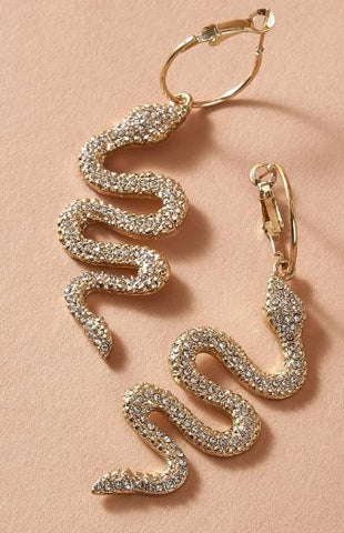 SHEIN 1pair Rhinestone Decor Serpentine Drop Earrings