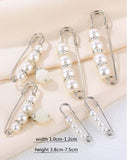 SHEIN 6pcs Faux Pearl Decor Safety Pin Brooch