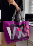 SHEIN Letter Graphic Shoulder Tote Bag PURPLE