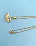 SHEIN Rhinestone Decor Swan Charm Necklace