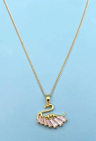 SHEIN Rhinestone Decor Swan Charm Necklace