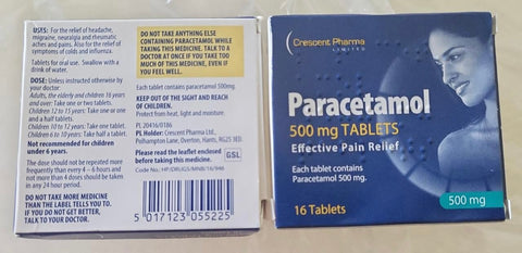 Paracetemol Tablet 500g - 16 tablets IMPORTED FROM UK Expiry 03.2026