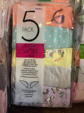 Max Pack of 5 Panties for Ladies - Cotton LARGE- Code: 06