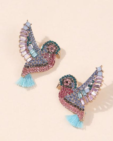 SHEIN Rhinestone Bird Design Stud Earrings