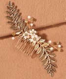 SHEIN Faux Pearl & Leaf Decor Hair Clip