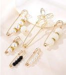 SHEIN 6pcs Faux Pearl & Butterfly Decor Safety Pin Brooch
