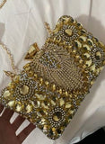 SHEIN Mini Rhinestone Decor Chain Golden Fancy Bag